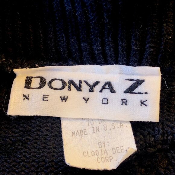 DONYA Z NEW YORK Vintage 80's Black Cardigan Sweater BLING - Picture 9 of 14